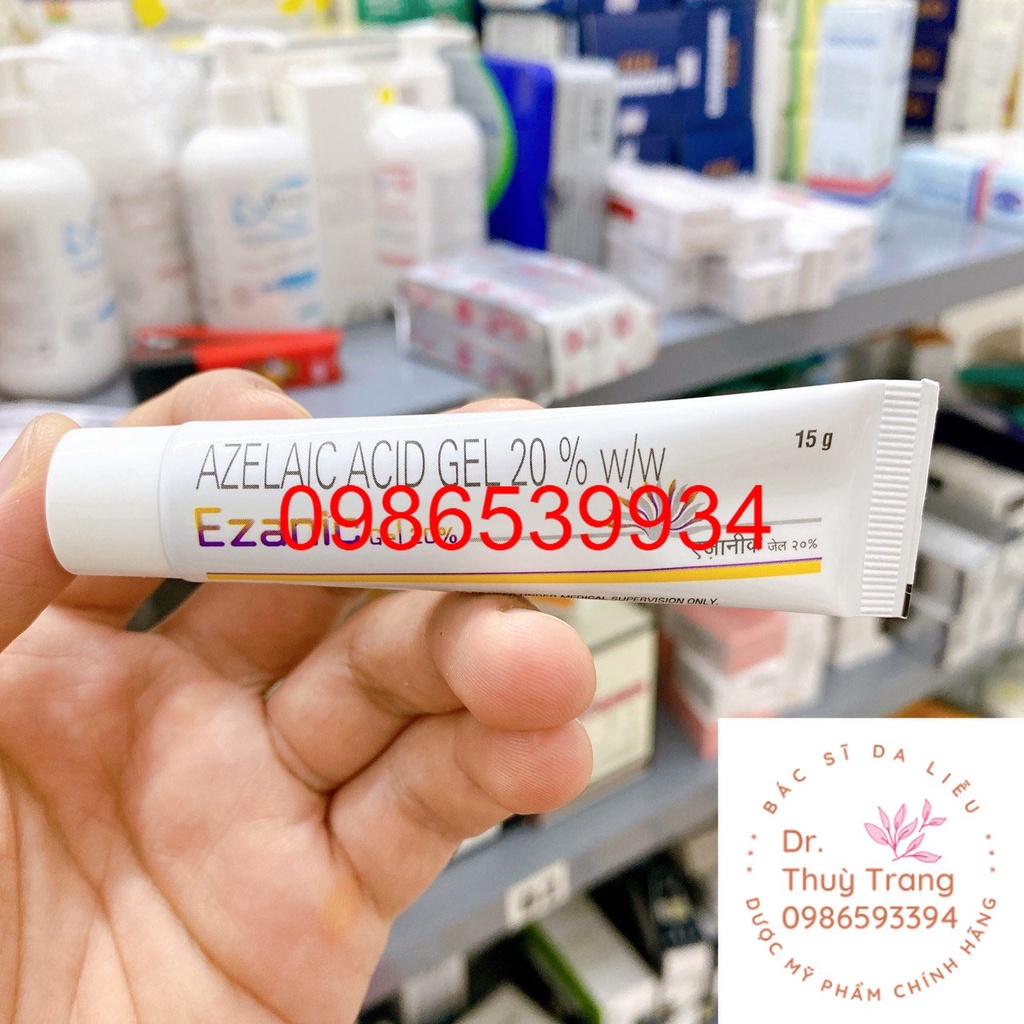 Gel giảm mụn, làm mờ thâm mụn, dưỡng trắng sáng da giảm Mụn Ezanic Gel (20% Azelaic Acid) - 15g