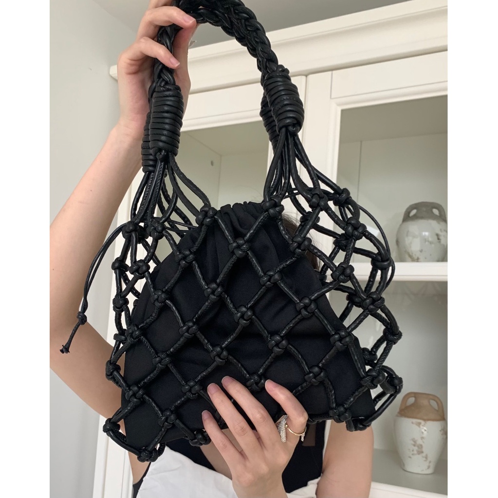 Túi Đeo Chéo Da PU Kiểu Dây Rút Thời Trang Cá Tính Cho Nữ
