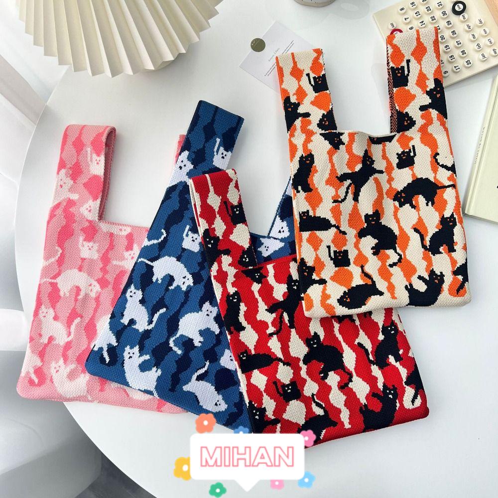 Túi Tote Đan Thủ Công Tái Sử Dụng Được In Hình Mèo MIHAN1