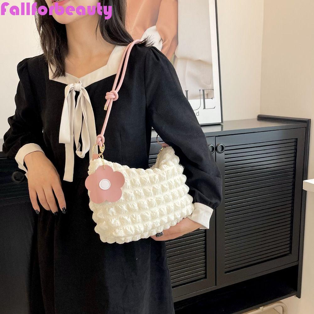 Fallforbeauty Túi Đeo Vai Cotton Màu Trơn Họa Tiết Sọc Caro Thời Trang Cho Nữ
