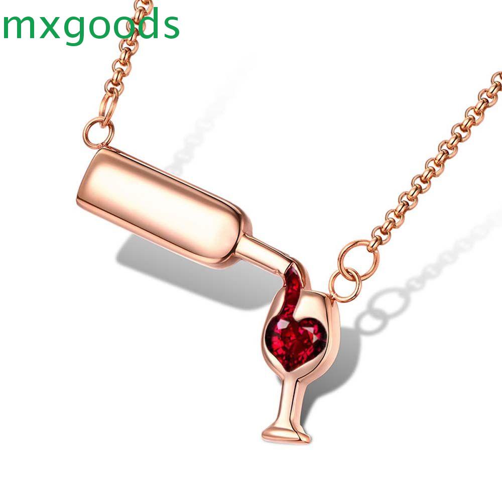 Vòng cổ Mặt Trái Tim Đính Hoa Hồng Lãng Mạn|Mặt Vòng cổ Hình Chai Rượu Vang Bằng Hợp Kim Màu Sắc Thời Trang Cho Nữ