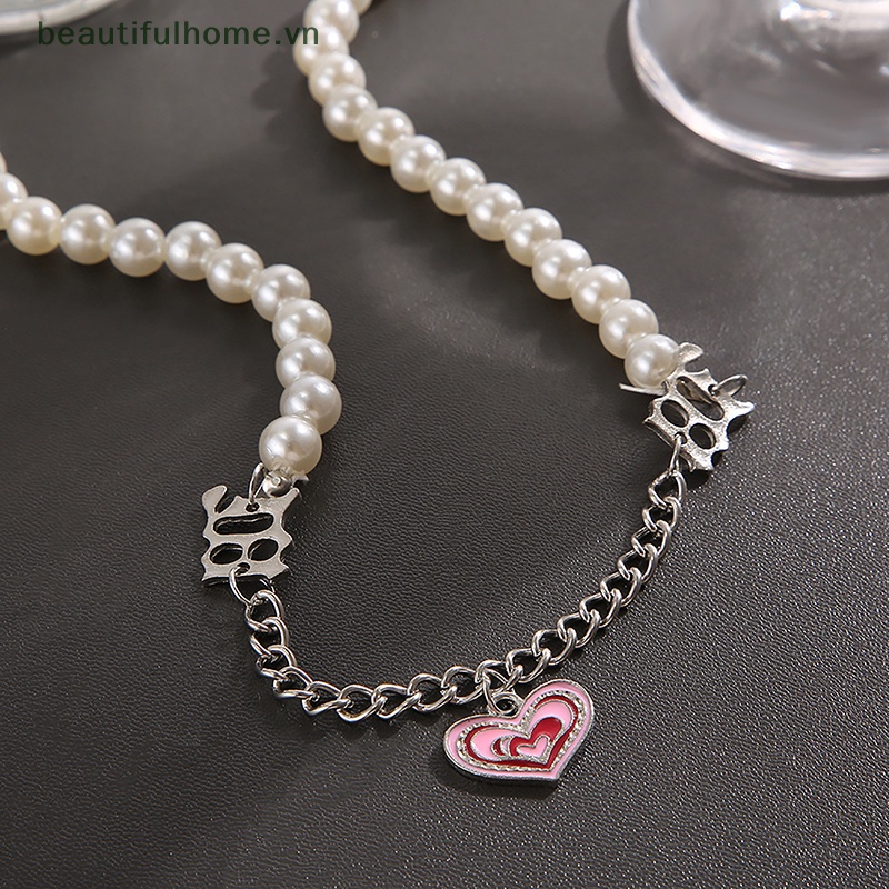 [beautifulhome] Vòng cổ Mặt Hình Đầu Lâu Đính Ngọc Trai Phong Cách Steampunk Cổ Điển Hip Hop Đáng Yêu Y2K [beauty]