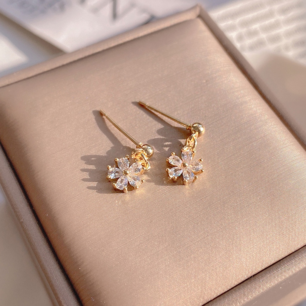 One Đôi Bông Tai Hình Hoa Tuyết Đính Đá Thời Trang Cho Nữ