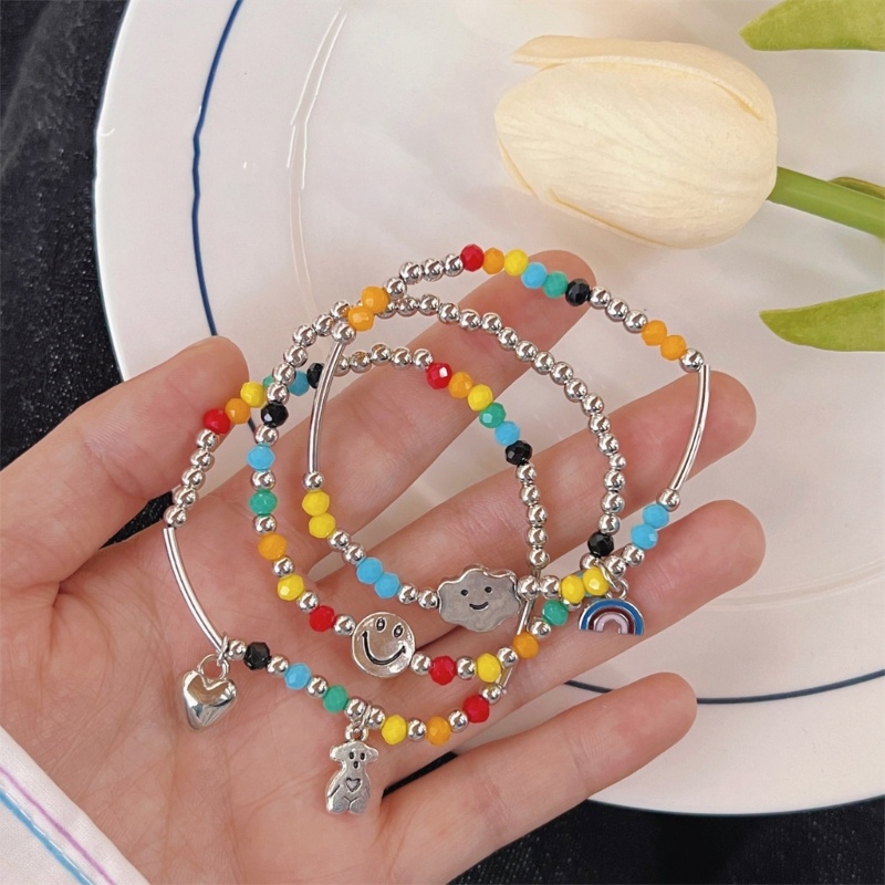 Vòng Tay Chuỗi Hạt Co Giãn Mặt Trái Tim Thời Trang Cho Nữ