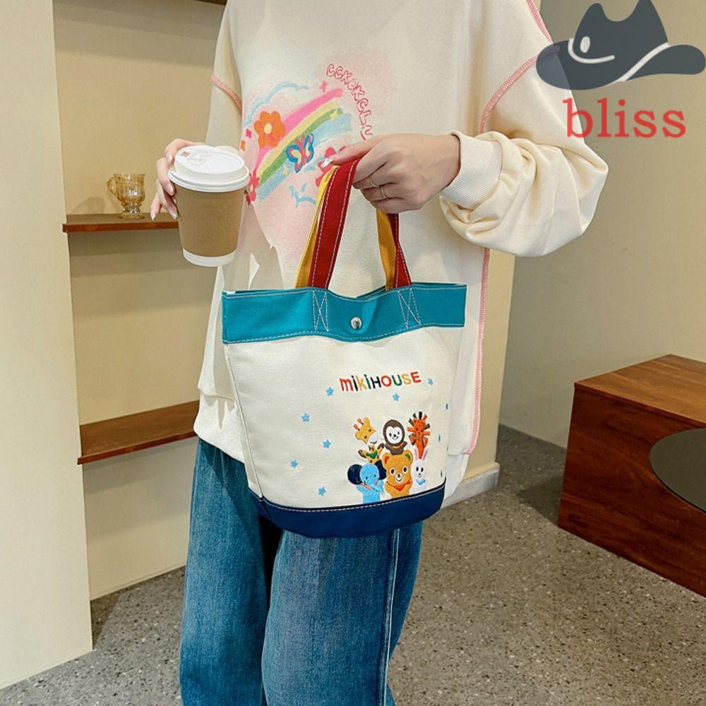 Túi Tote Vải Canvas Cỡ Lớn Thêu Họa Tiết Hoạt Hình Gấu / Sư Tử Dễ Thương Đựng Mỹ Phẩm Tiện Dụng Mang Theo Du Lịch