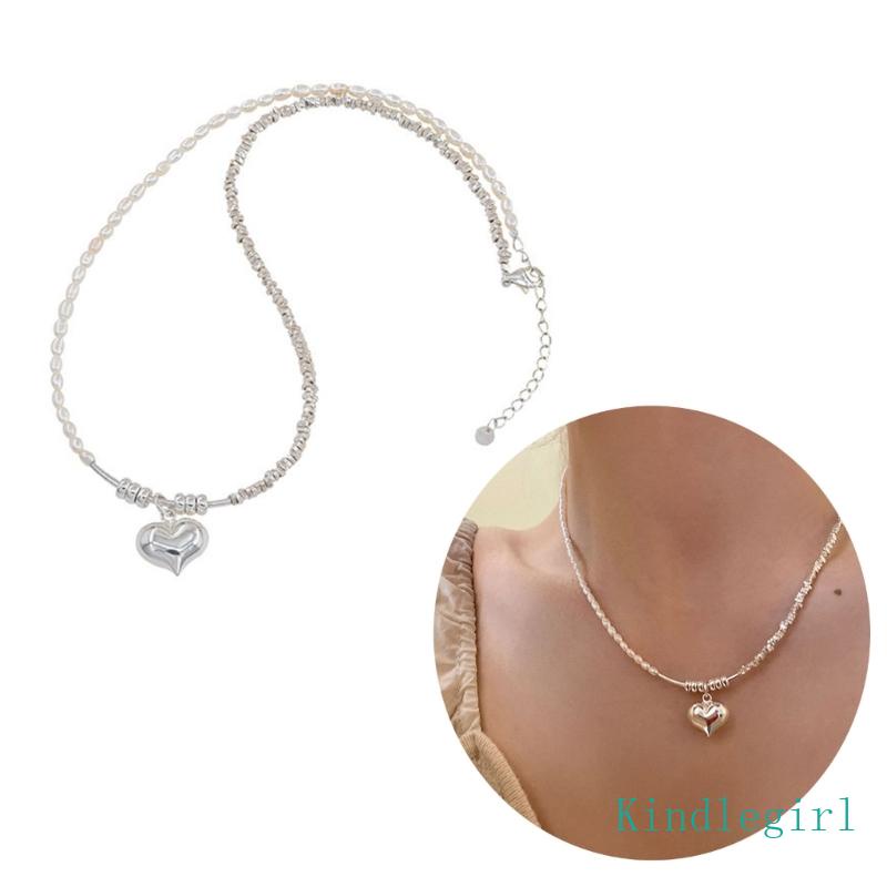 Vòng Cổ Choker Mặt Trái Tim Đính Đá Ngọc Trai Nhân Tạo Thời Trang