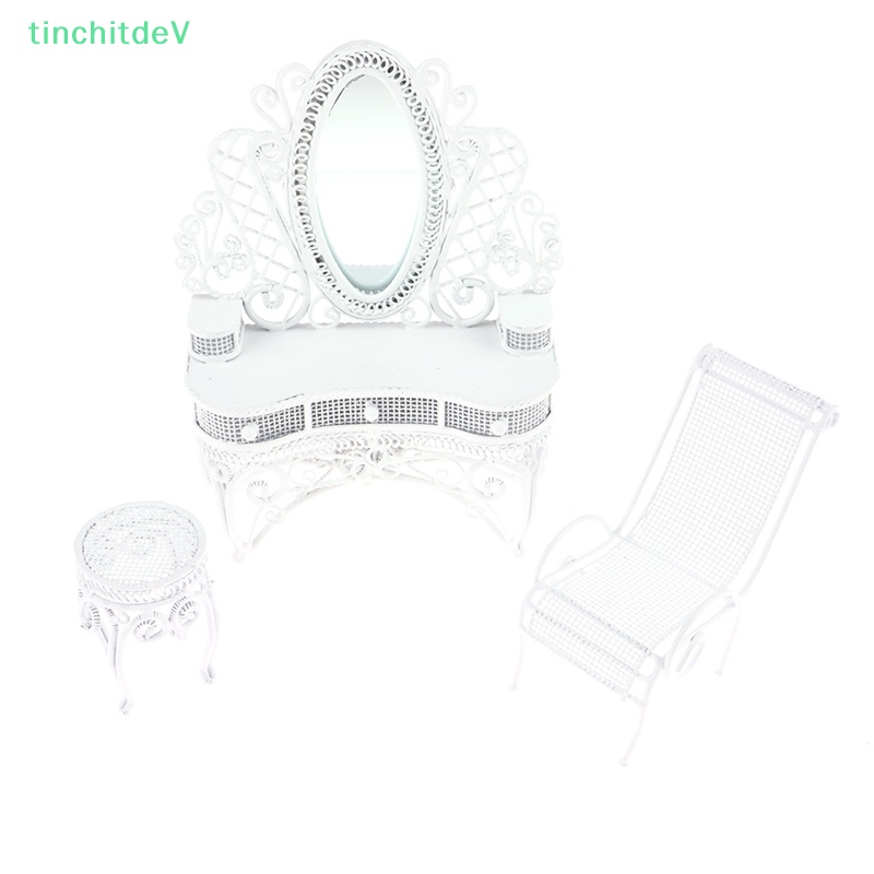 [TinchitdeV] 1 Bộ Bàn Ghế Kim Loại Trang Trí Nhà Búp Bê Thu Nhỏ 1: 12