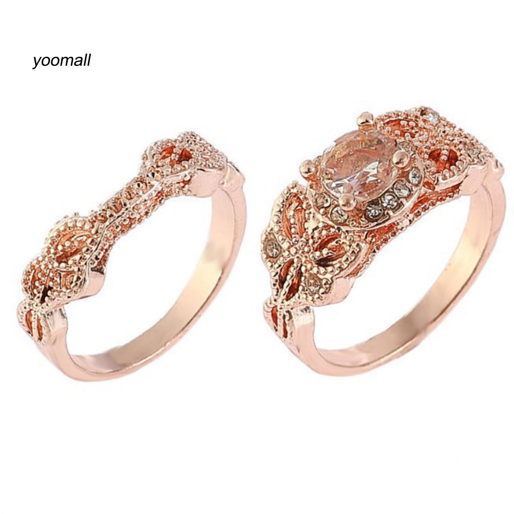 1 Set Nhẫn Hợp Kim Đính Đá Phong Cách Cổ Điển Cho Nữ