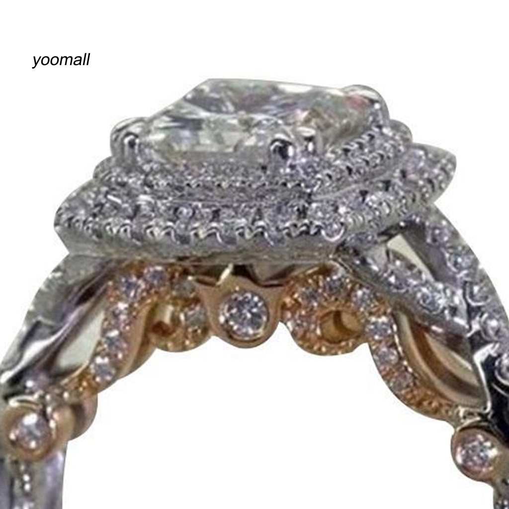 Set 2 Nhẫn Mạ Điện Đính Đá Vuông Lấp Lánh Cho Nữ