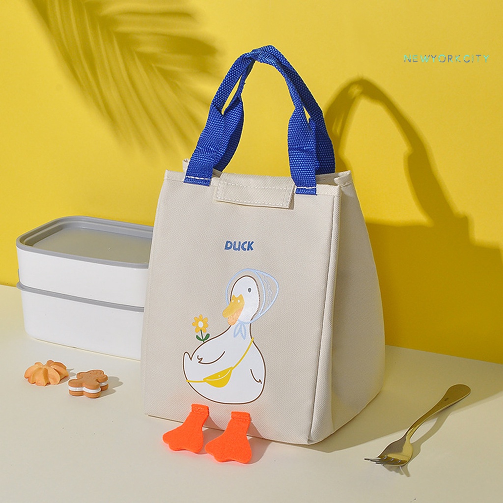 Túi Đựng Cơm Trưa Giữ Nhiệt Chống Rò Rỉ Họa Tiết Vịt Vàng Hoạt Hình Gấp Gọn Được Sức Chứa Lớn Đa Năng