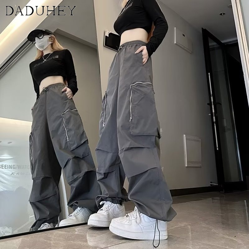 Quần dài DADUHEY ống rộng thoải mái cạp cao thời trang đường phố cao cấp retro mới kiểu Mỹ