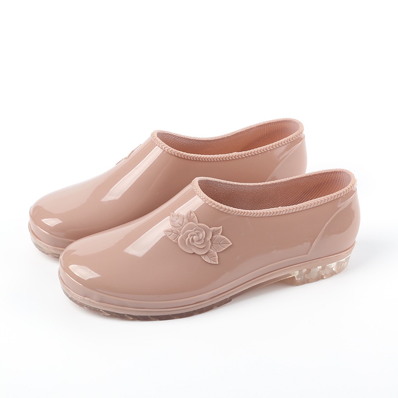 Giày Bốt Cao Su Đi Mưa Màu Trơn Cổ Thấp Thời Trang Mùa Hè Cho Nữ