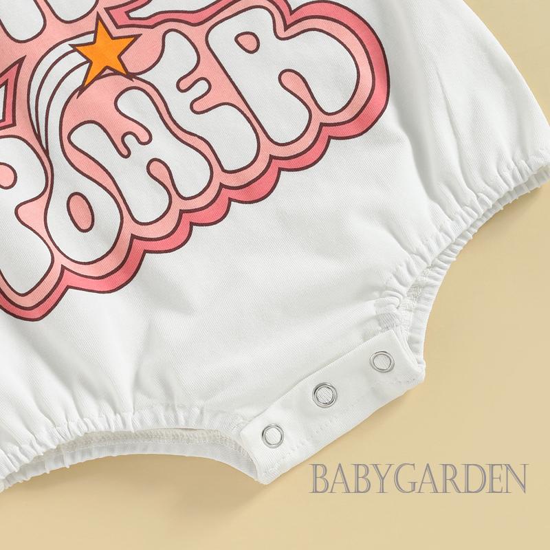 Bộ Áo Liền Quần Ngắn Tay In Chữ Màu Sắc Tương Phản Thời Trang Mùa Hè Cho Bé / 3-24 Tháng Tuổi