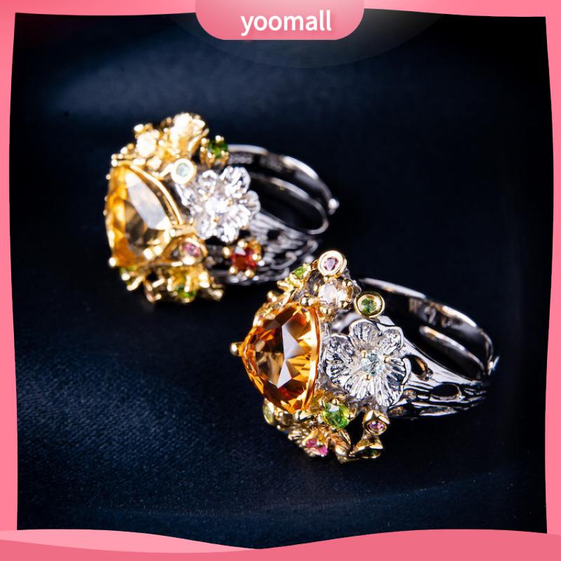 [YM] Nhẫn Dạng Hở Đính Đá Tự Nhiên Màu Nước Tiểu Ý Sáng Và Cao Cấp