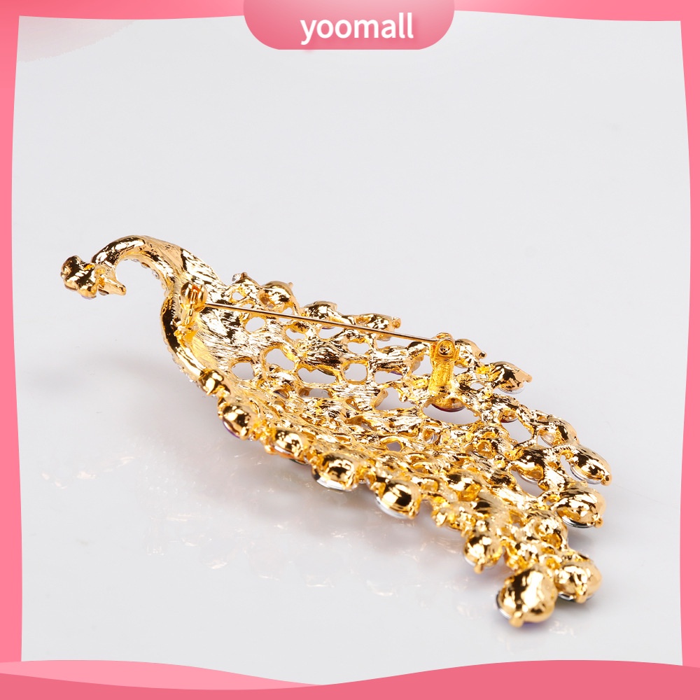 Ghim Cài Áo Hình Con Công Đính Đá Pha Lê Nhiều Màu