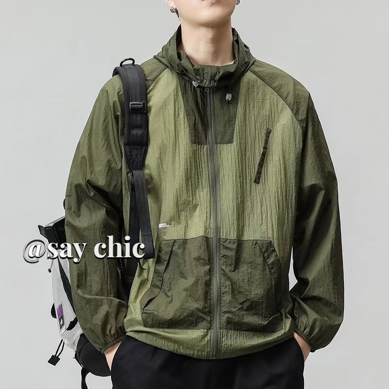 Áo Khoác Chống Nắng Dáng Rộng Phối Màu Tương Phản Thời Trang Mùa Hè Cho Nam