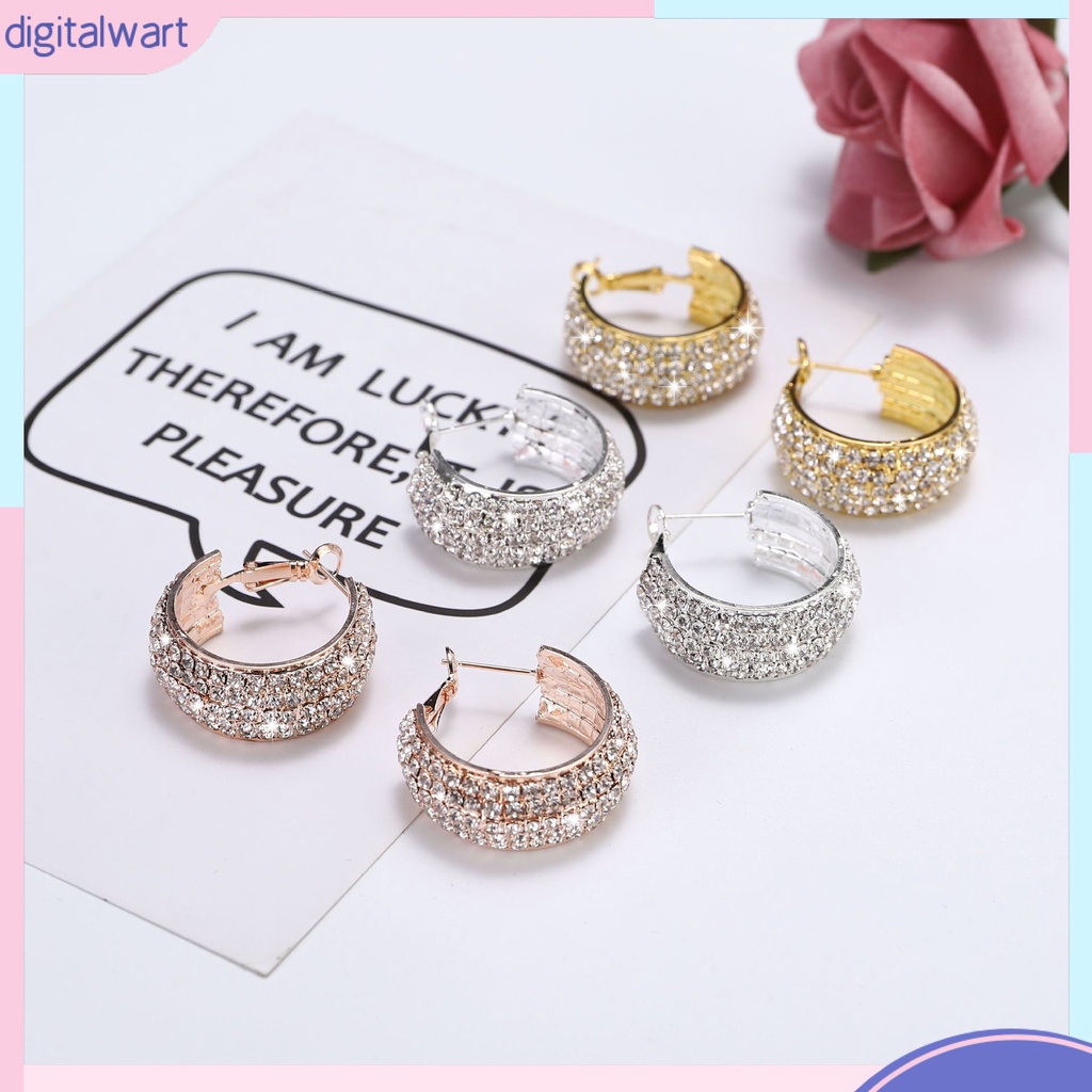 [DG] Bông Tai Đính Kim Cương Giả Rộng Màu Trắng Phổ Biến Cho Nữ