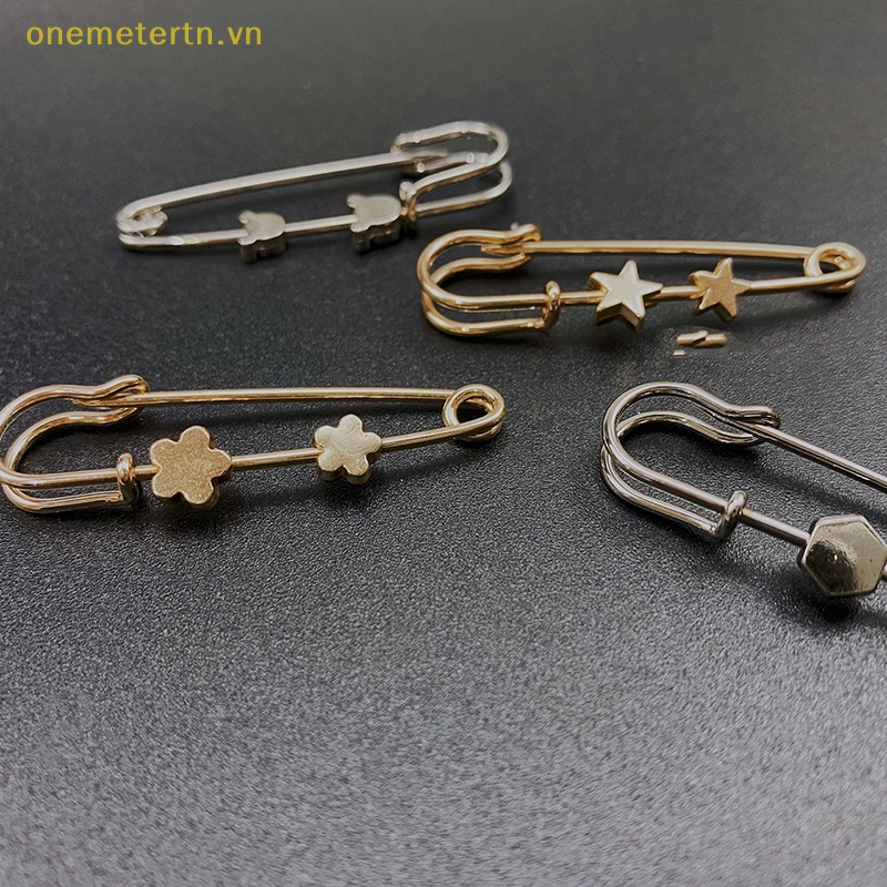 Trâm Cài Áo Hình Lục Giác / Gấu / Ngôi Sao Màu Vàng Bằng Hợp Kim Phong Cách Vintage Chống Ánh Sáng