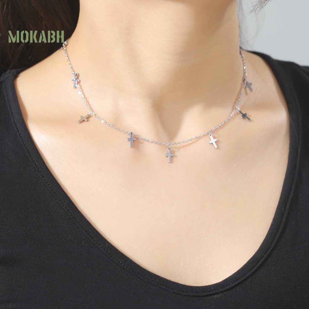 Vòng cổ Bằng Thép Không Gỉ Mặt Thánh Giá Thời Trang Sang Trọng Cho Nữ