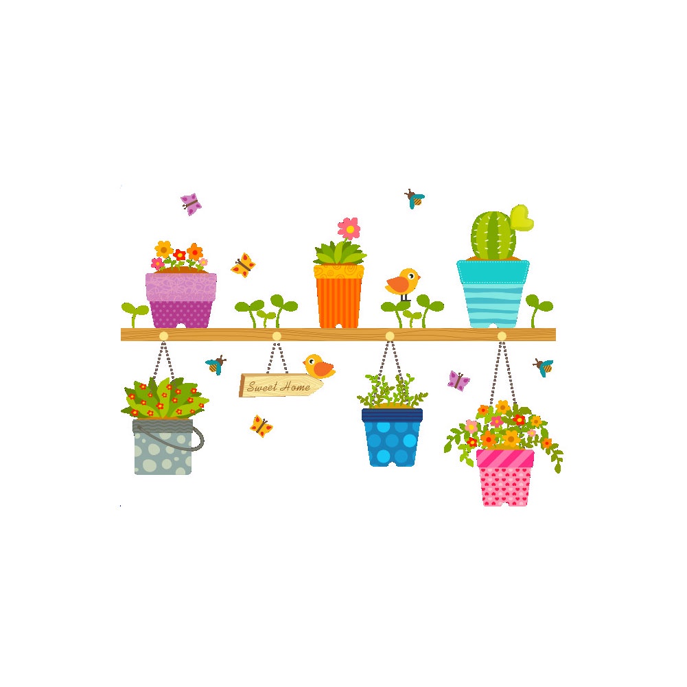 Giấy Dán Tường Hình Hoa Và Chim Hoạt Hình Trang Trí Phòng Trẻ Em DIY