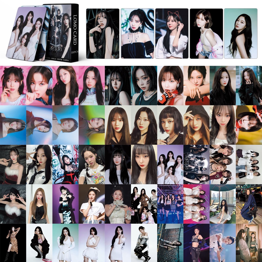 Aes Album Spicy & MY WORLD Photocard KARINA GISELLE WINTER Photocard Lomo Card 55pcs/box