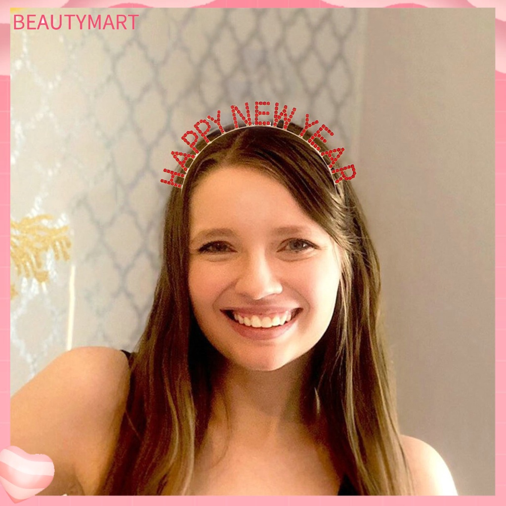 Băng Đô Cài Tóc Co Giãn Chống Trượt Đính Đá Lấp Lánh Mừng Năm Mới