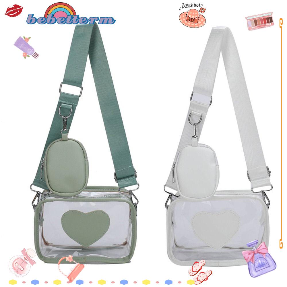 BEBETTERM Túi Xách Trong Suốt Phối Khoá Kéo