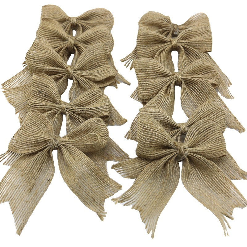 (10 Cái / Túi) Sổ Tay Vải Lanh Thắt Nơ Trang Trí Đám Cưới Chống Nắng DIY