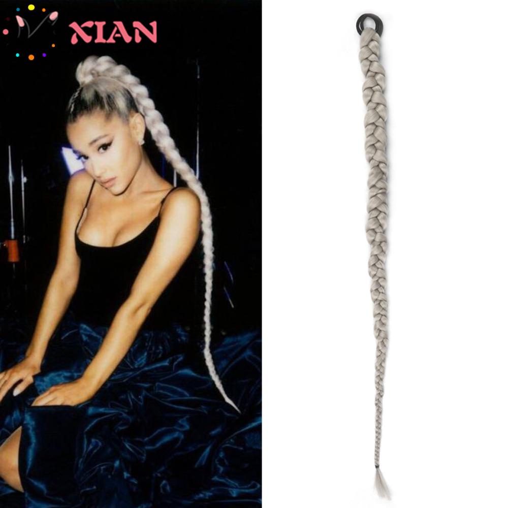 XIANTIN Bím Tóc Giả Thắt Bím Bằng Sợi Tổng Hợp Kèm Dây Cao Su Dùng Tập Boxing