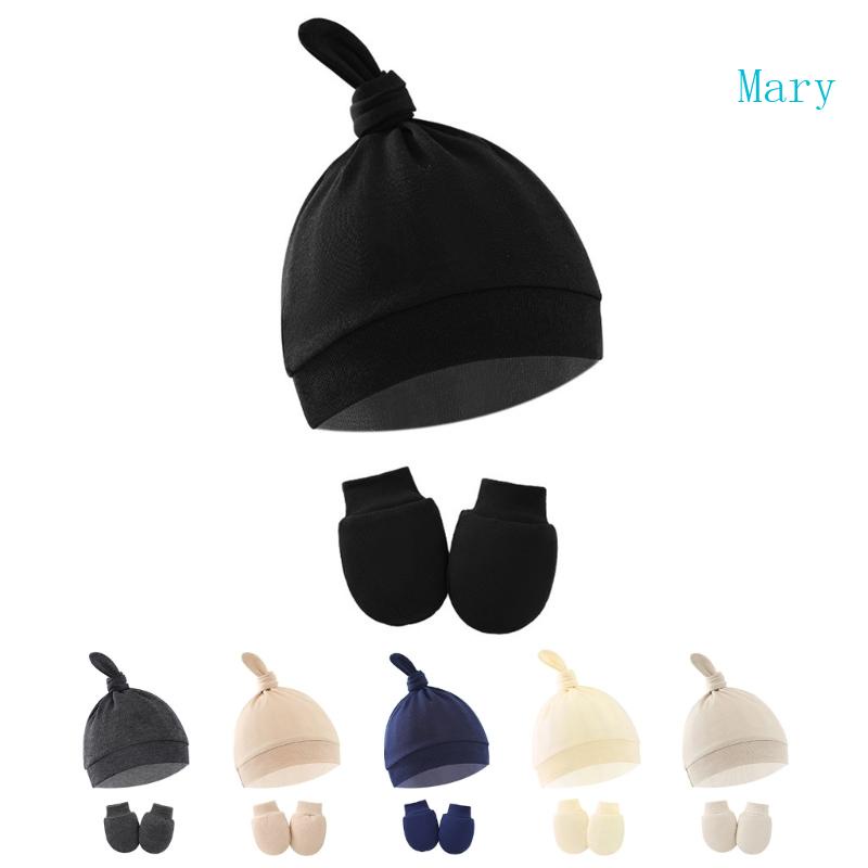 Găng Tay Cotton Unisex Thắt Nút Ấm Áp Dễ Thương Cho Bé Sơ Sinh