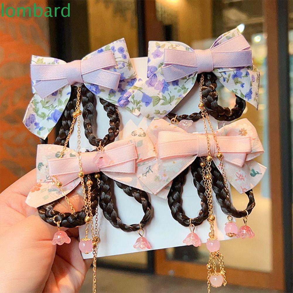LOMBARD Kẹp Tóc Tua Rua Bằng Sợi Tổng Hợp Màu Hồng Phong Cách Trung Hoa Cổ Điển Dùng Làm Đạo Cụ Chụp Ảnh Cho Bé