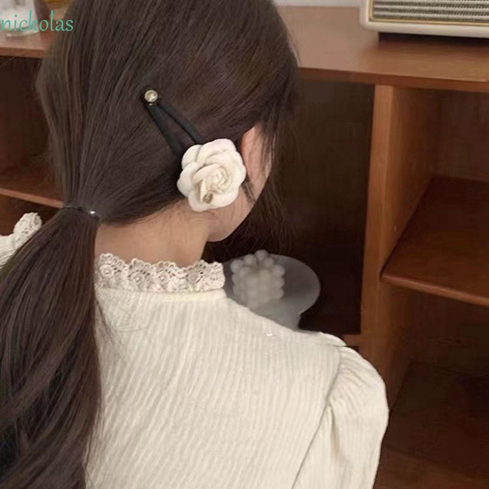 NICKOLAS Kẹp Tóc Đính Nơ Ruy Băng Hoa Nhỏ Dễ Thương Phong Cách Pháp Cho Nữ