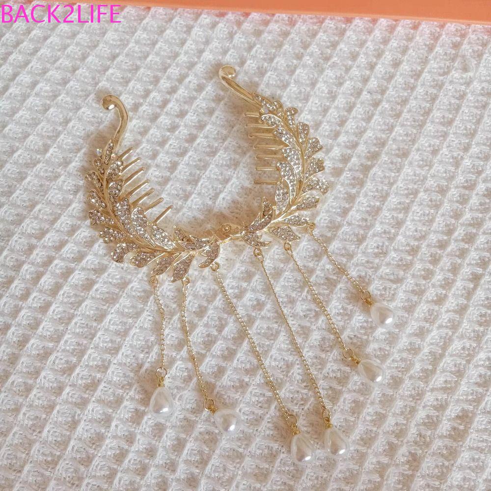 BACK2LIFE Kẹp Tóc Đuôi Ngựa Hợp Kim Đính Đá Thanh Lịch Cho Nữ