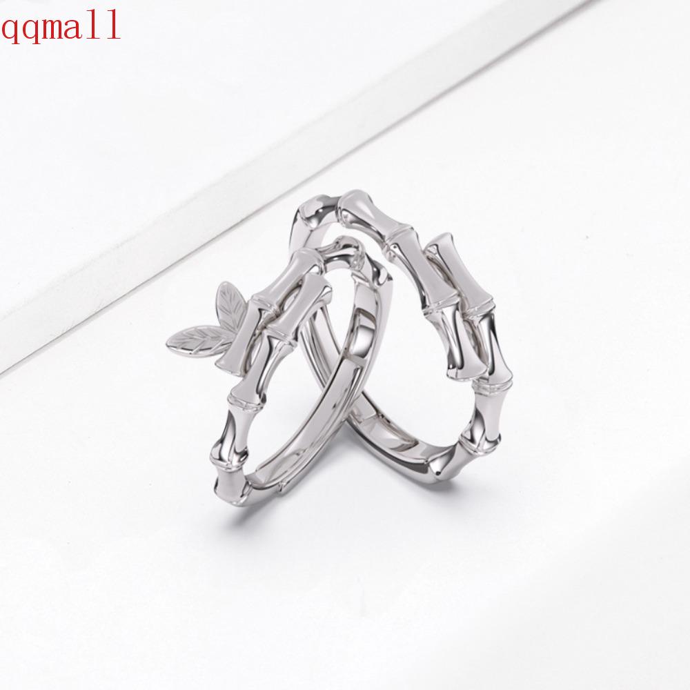QQMALL Nhẫn Hở Mạ Bạc Hình Chiếc Lá Thời Trang