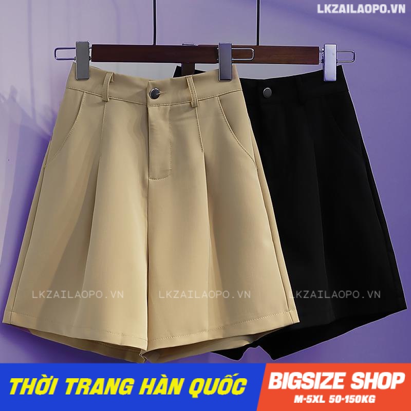 quần short nữ quần đùi Bigsize quần ống rộng suông quần lửng 5 tấc nữ lưng cao cạp cao chữ a trơn mùa hè Phong cách Hàn Quốc Thời Trang tiểu thư cá tính xinh đẹp cho người mập béo