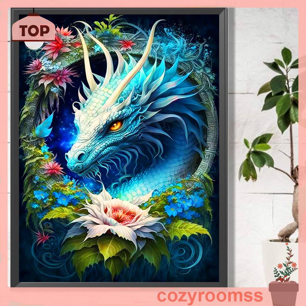 Tranh Đính Đá Kim Cương Toàn Bộ 5D DIY Hình Vẽ Rồng Trang Trí Nhà Cửa