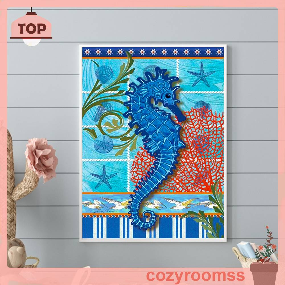 Tranh Đính Đá Kim Cương Toàn Bộ 5D DIY Hình Cá Ngựa