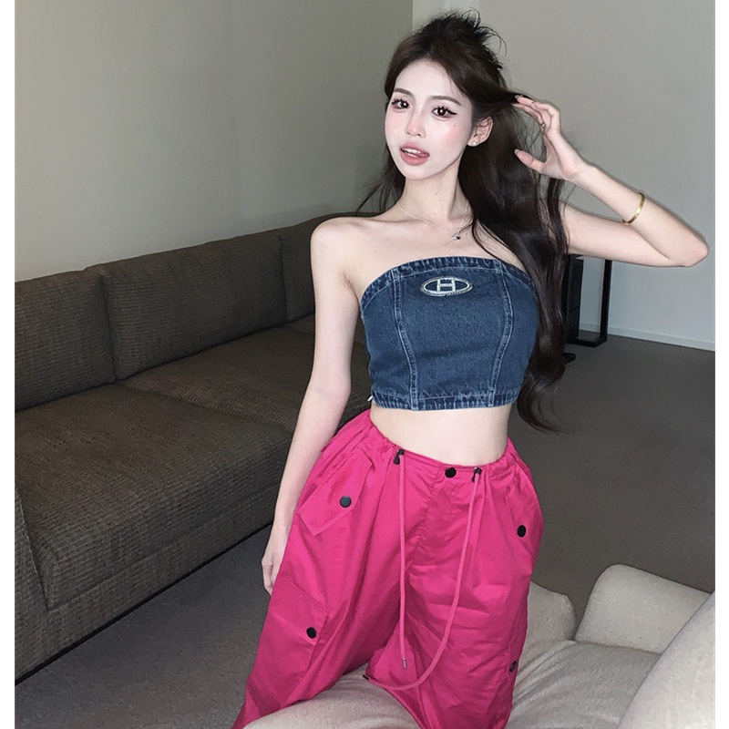 Áo Không Tay Chất Liệu Denim Cao Cấp Thời Trang Dành Cho Mùa Hè