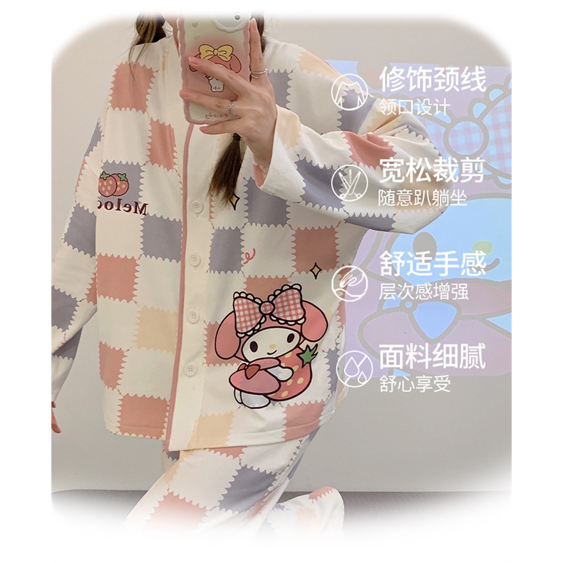 Bộ Đồ Ngủ Pijama Tay Dài Thoải Mái Mềm Mại In Hình Melody Dễ Thương Thời Trang Mùa Xuân