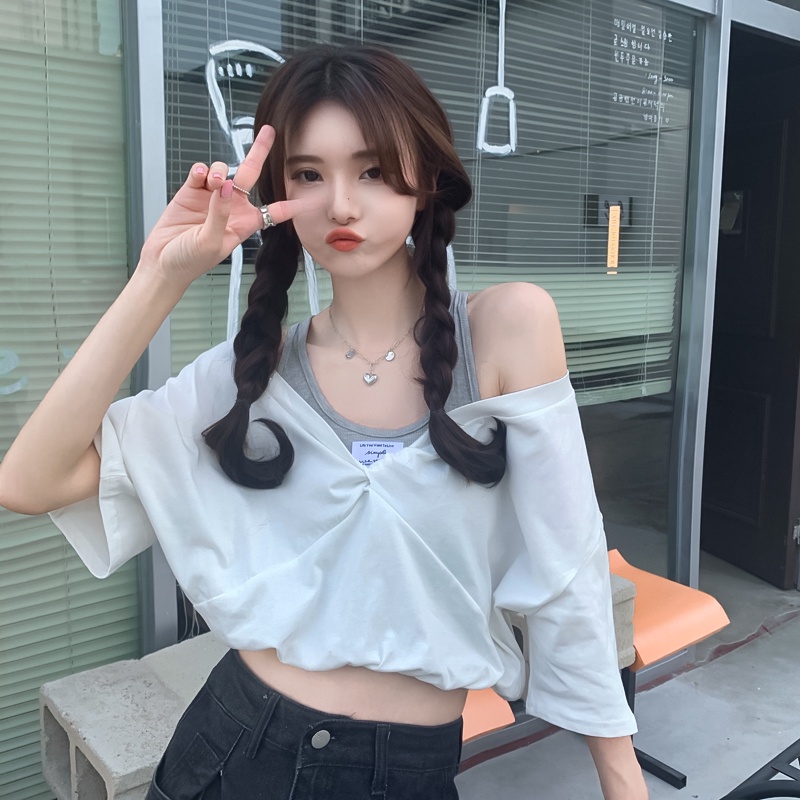 NZN Áo Thun Tay Ngắn Giả Hai Lớp Mẫu Mới Thời Trang Mùa Hè Dành Cho Nữ