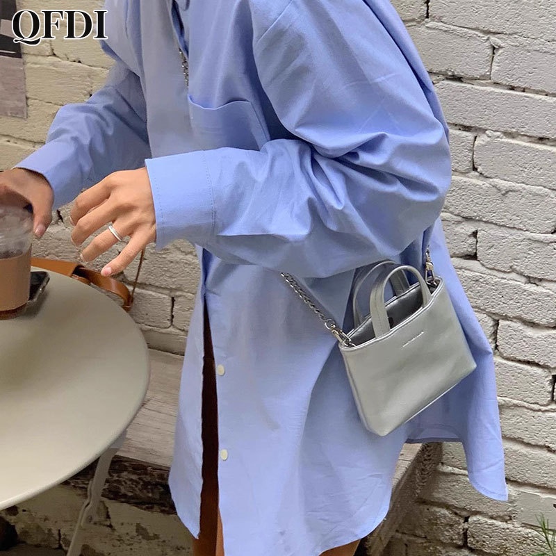 Túi xách QFDI mini đeo vai đựng son môi / tiền xu phong cách Hàn Quốc