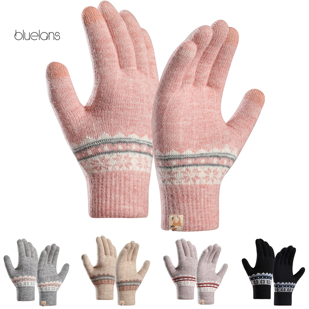 1 Đôi Găng Tay Mùa Đông Dệt Kim Dày Mềm Mại Co Giãn Có Thể Chạm Màn Hình Cảm Ứng Cho Nữ