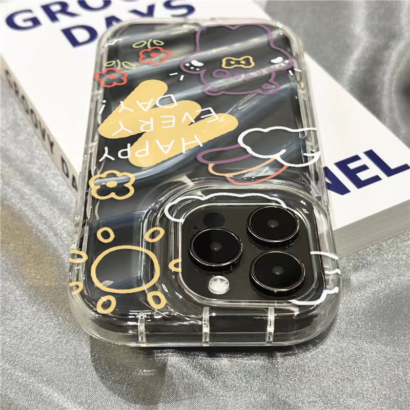 Ốp Điện Thoại Mềm Trong Suốt Họa Tiết Gấu Và Chữ GNXU Cho Iphone 14Promax 1312 11 7 8plus xr