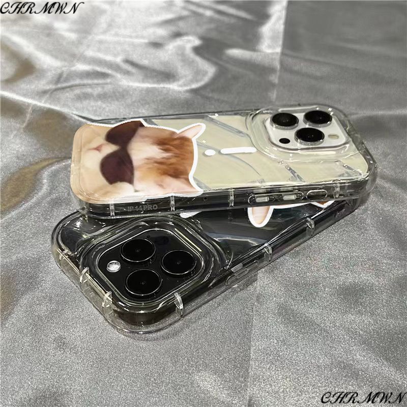 Plus Ốp Điện Thoại Mềm Trong Suốt Họa Tiết Mèo Đeo Kính Mát Có Khóa Kéo Cho iPhone14promax11 / xr 71312 8