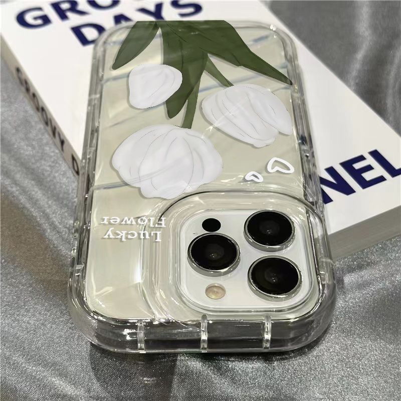 Ốp Điện Thoại Mềm Trong Suốt In Hình Hoa Tulip Trắng Cho iPhone14promax 1312 / 11 7 / 8plus xr / sins WCJN