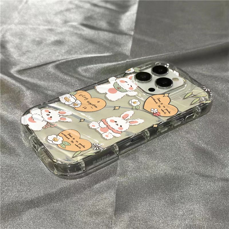 Ốp Điện Thoại Mềm Trong Suốt Hình Thỏ Lông Xù Đáng Yêu Cho iPhone14promax 1312 / 11 7 / 8plus xr / sins ZP93