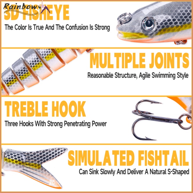 Set 3 Mồi Câu Cá Cứng Nhiều Khớp Nối Tiện Dụng