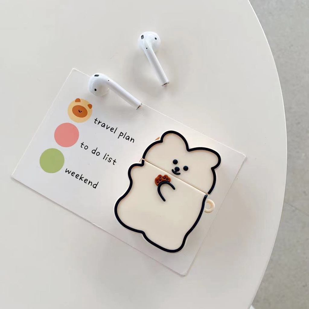 Vỏ Bảo Vệ Hộp Sạc Tai nghe không dây Apple Airpods Pro 3 1 Bằng Silicon Mềm Hình Gấu Bánh Quy