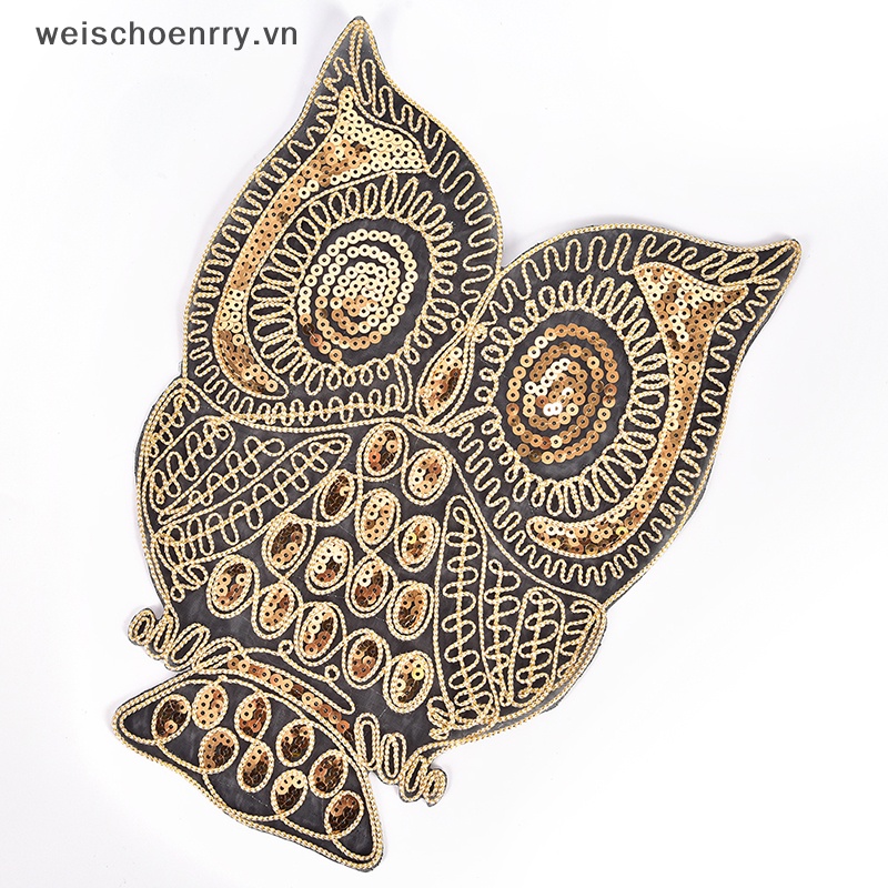 Sticker Ủi Thêu Hình Cú Mèo Đính Sequin Lấp Lánh