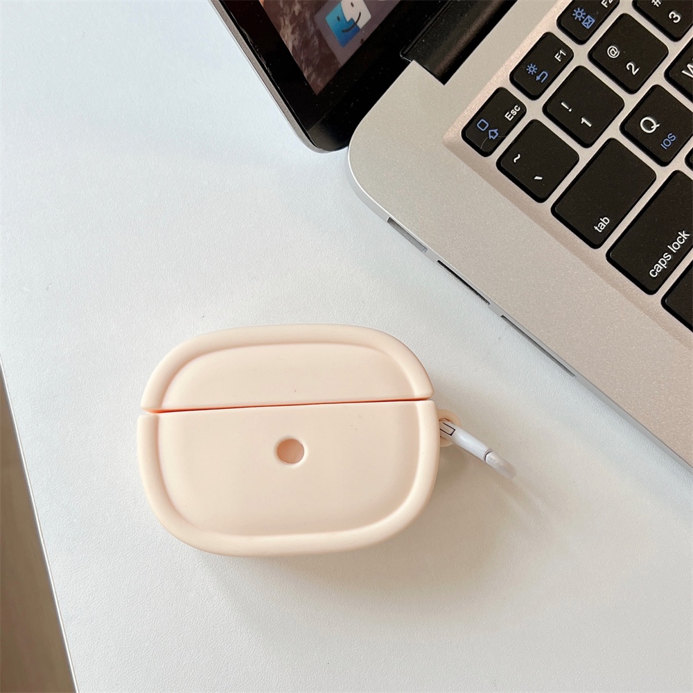 Vỏ Bảo Vệ Hộp Sạc Tai nghe không dây AirPods 1 / 2 Gen3 Pro2 Bằng Silicon Màu Kẹo Hình Oval Có Móc Treo Tiện Dụng